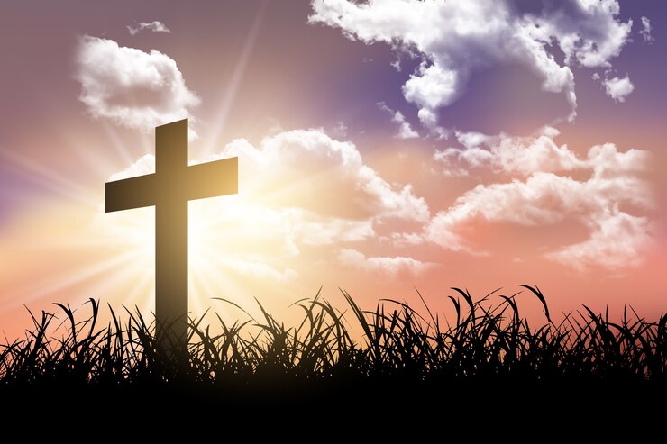 Cross at sunrise — faith through every season